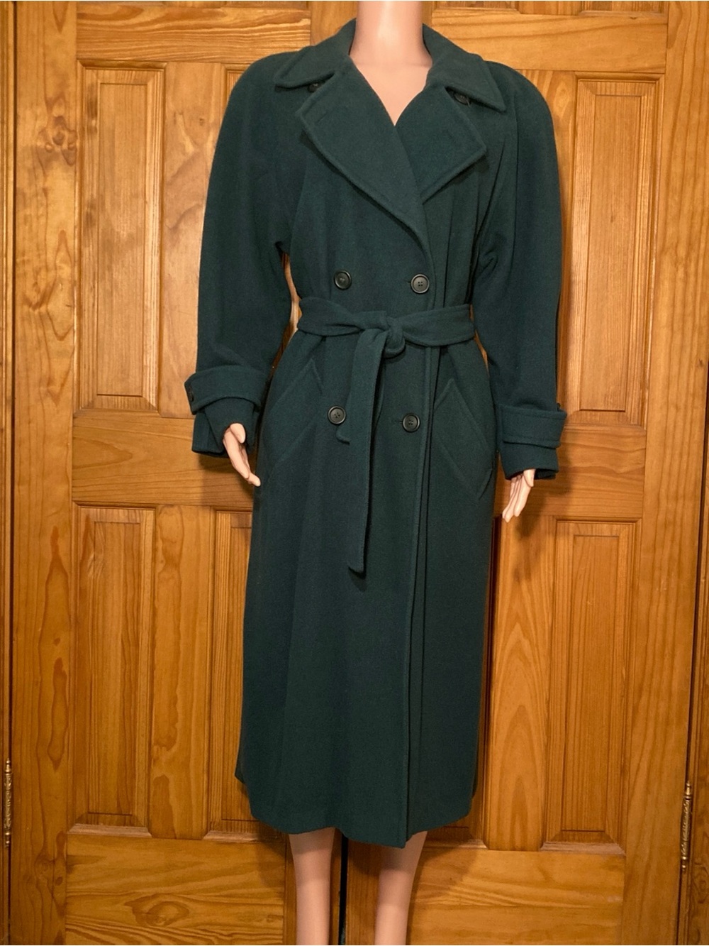 NWOT Ashley Scott Vintage 80s Coat 70% Wool Long Lined Green Size 10